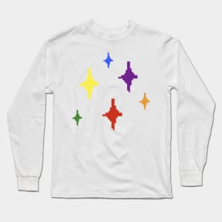 Rainbow Pride Sparkles Pixel Art Long Sleeve T-Shirt